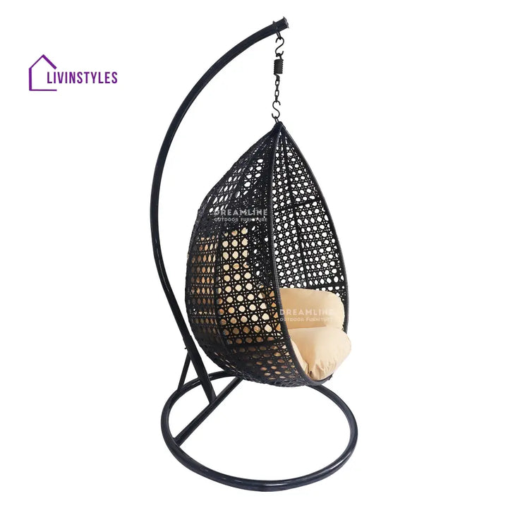 Anita Single Seater Hanging Swing With Stand For Balcony | Garden (Dark Brown) Swings