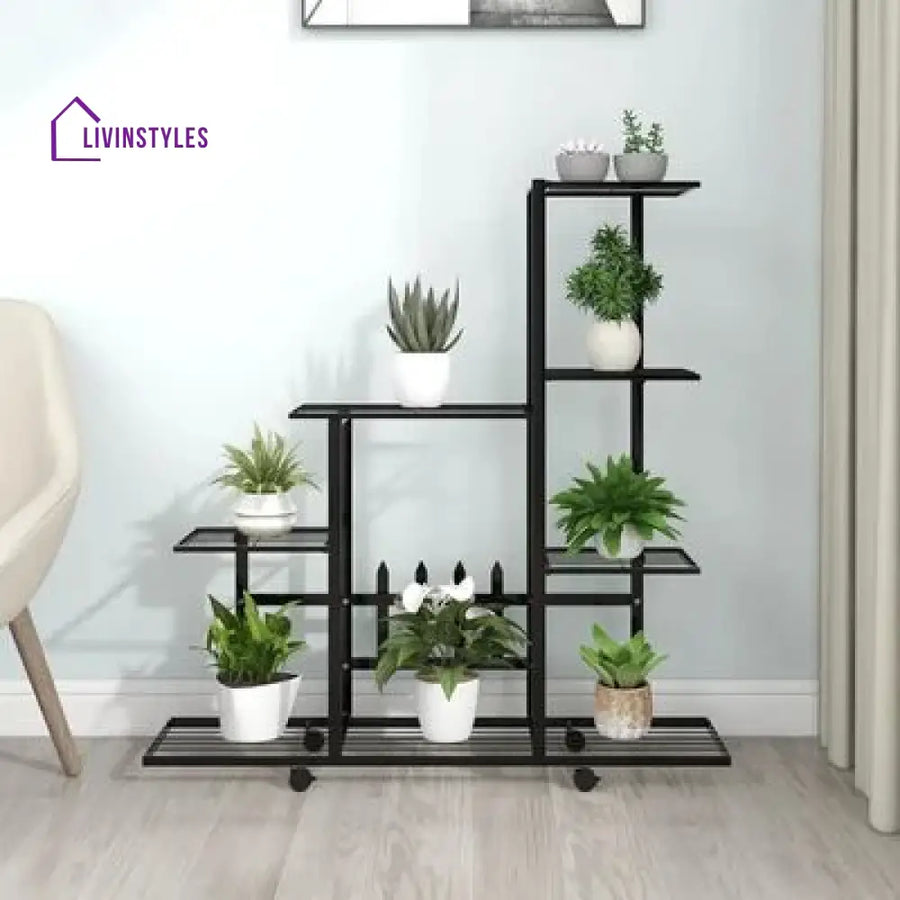 Ankit Metal Plant Stand With Four Wheels For Balcony