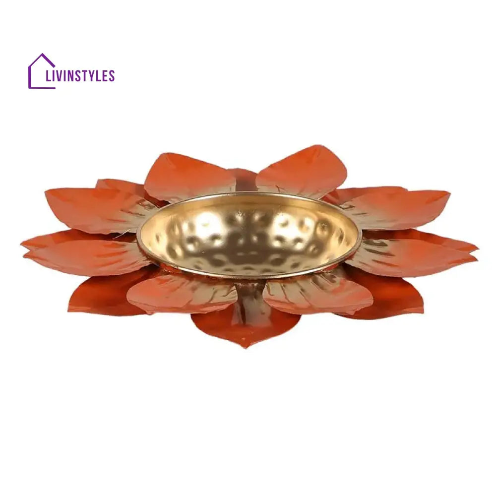 Antique Brass Colorful Lotus Leaves Design Urli