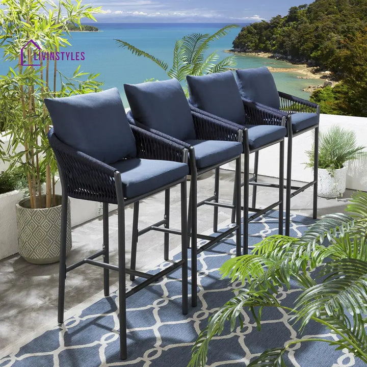 Anu Outdoor Patio Bar Chair 4 Chairs For Balcony Braided & Rope Sets