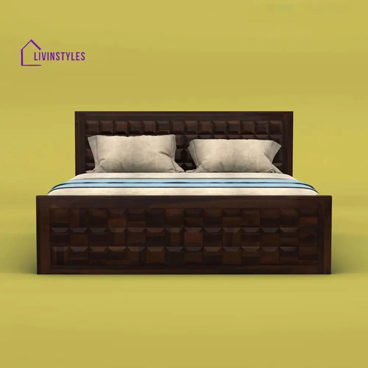 Anuja Sheesham Wood Box Storage Bed (Queen Size Walnut Finish)