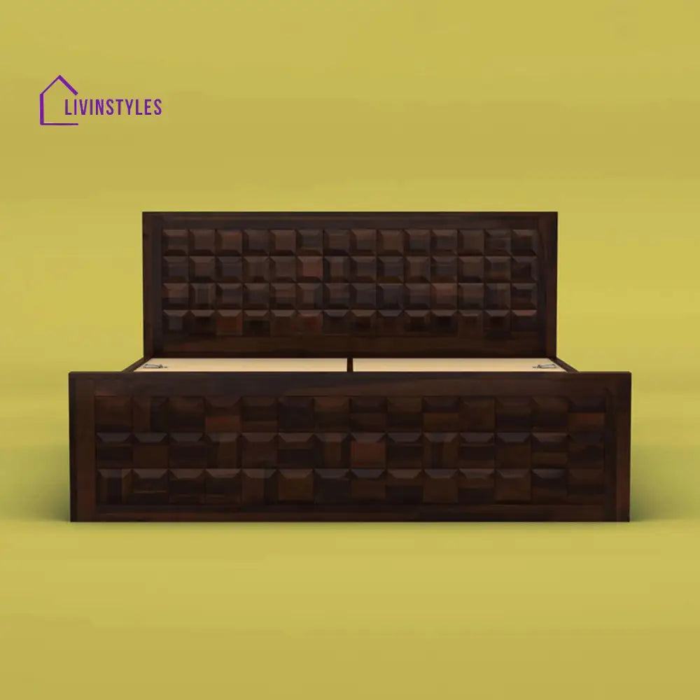 Anuja Sheesham Wood Box Storage Bed (Queen Size Walnut Finish)