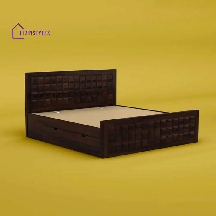 Anuja Sheesham Wood Drawer Storage Bed (King Size Walnut Finish)