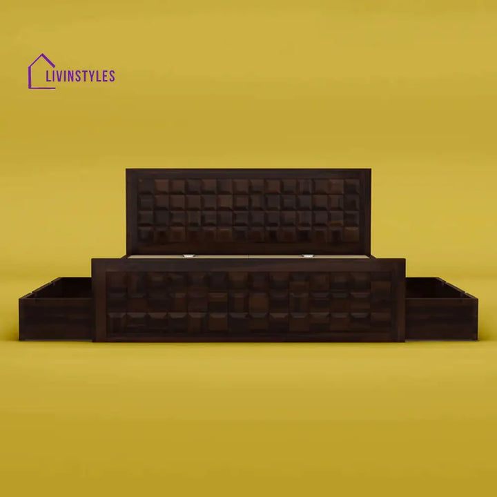 Anuja Sheesham Wood Drawer Storage Bed (King Size Walnut Finish)