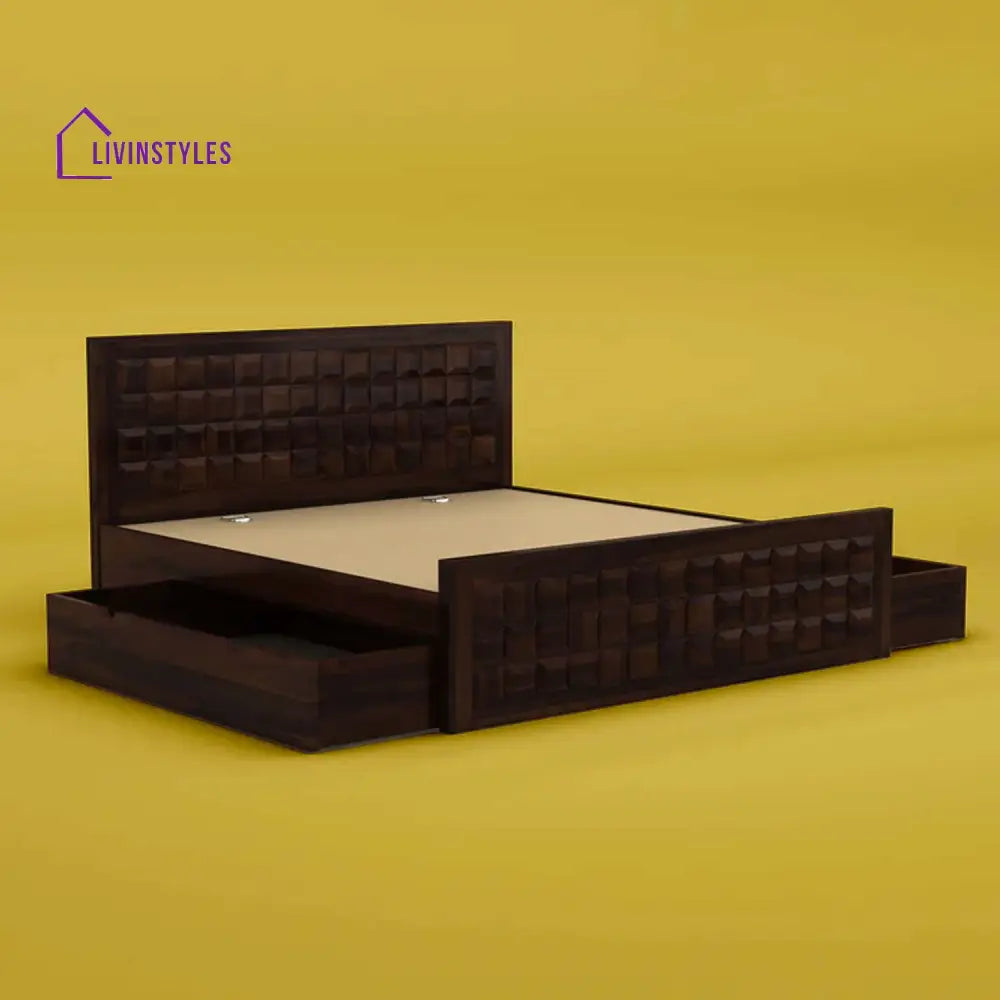 Anuja Sheesham Wood Drawer Storage Bed (King Size Walnut Finish)