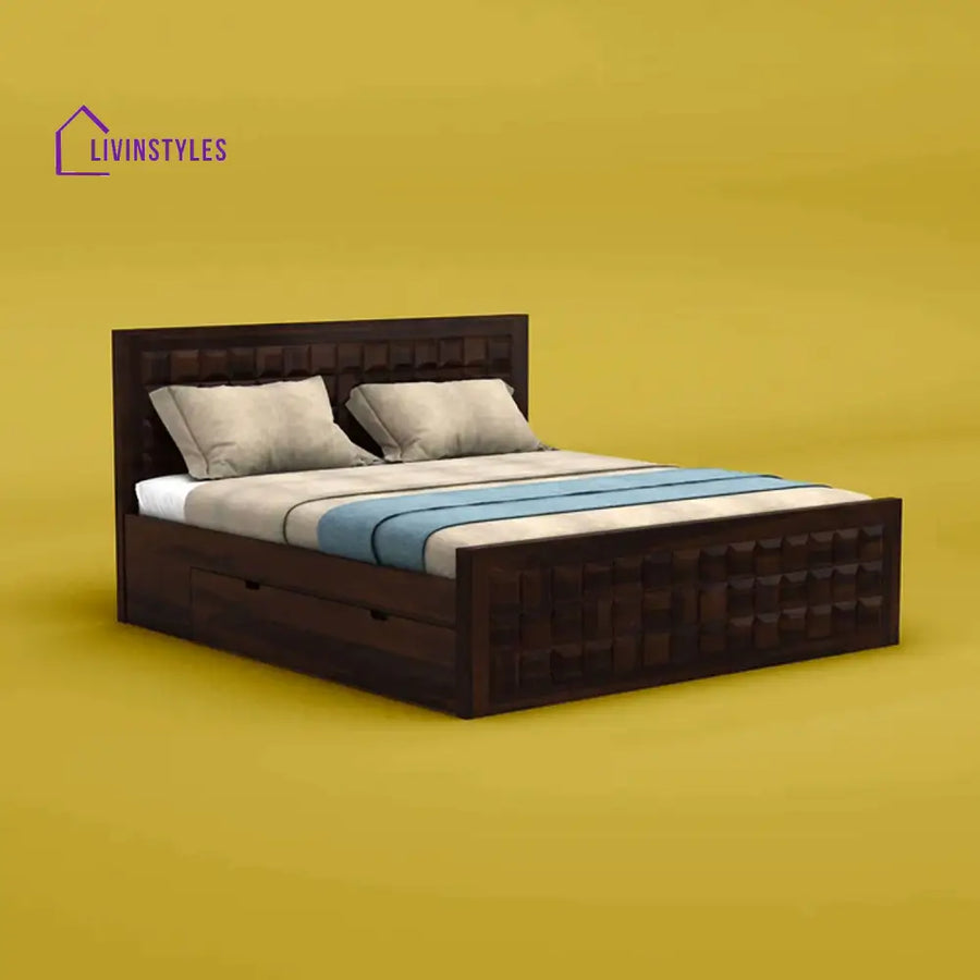 Anuja Sheesham Wood Drawer Storage Bed (King Size Walnut Finish)