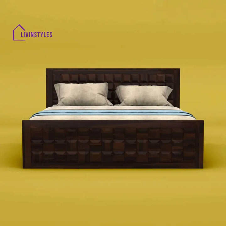 Anuja Sheesham Wood Drawer Storage Bed (Queen Size Walnut Finish)