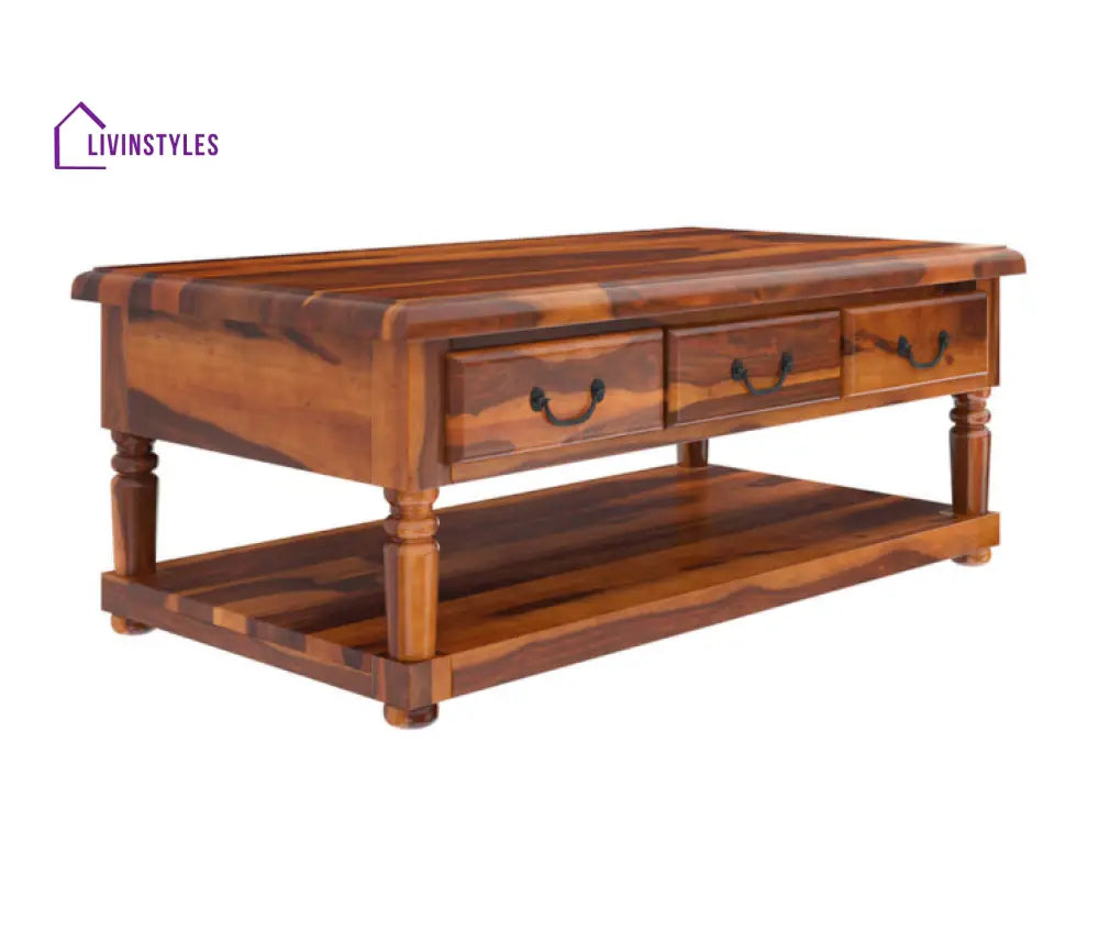 Anupama Solid Wood Coffee Table With 3 Drawer