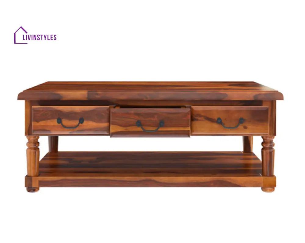 Anupama Solid Wood Coffee Table With 3 Drawer