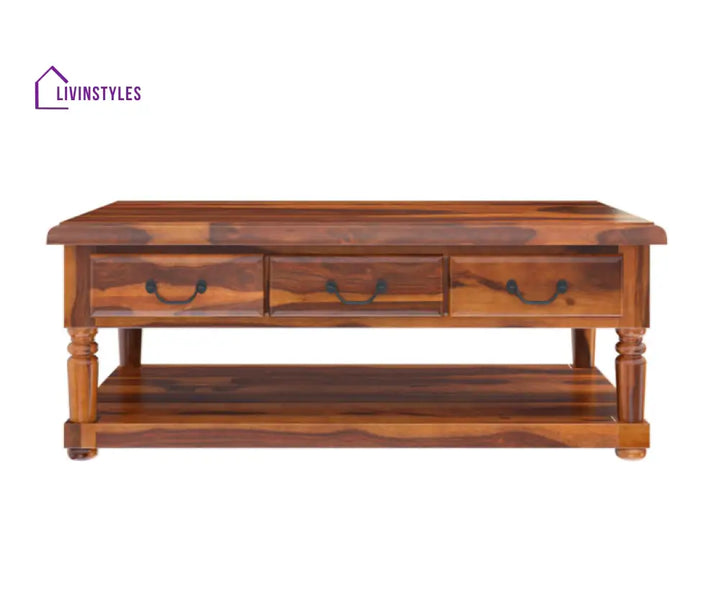 Anupama Solid Wood Coffee Table With 3 Drawer