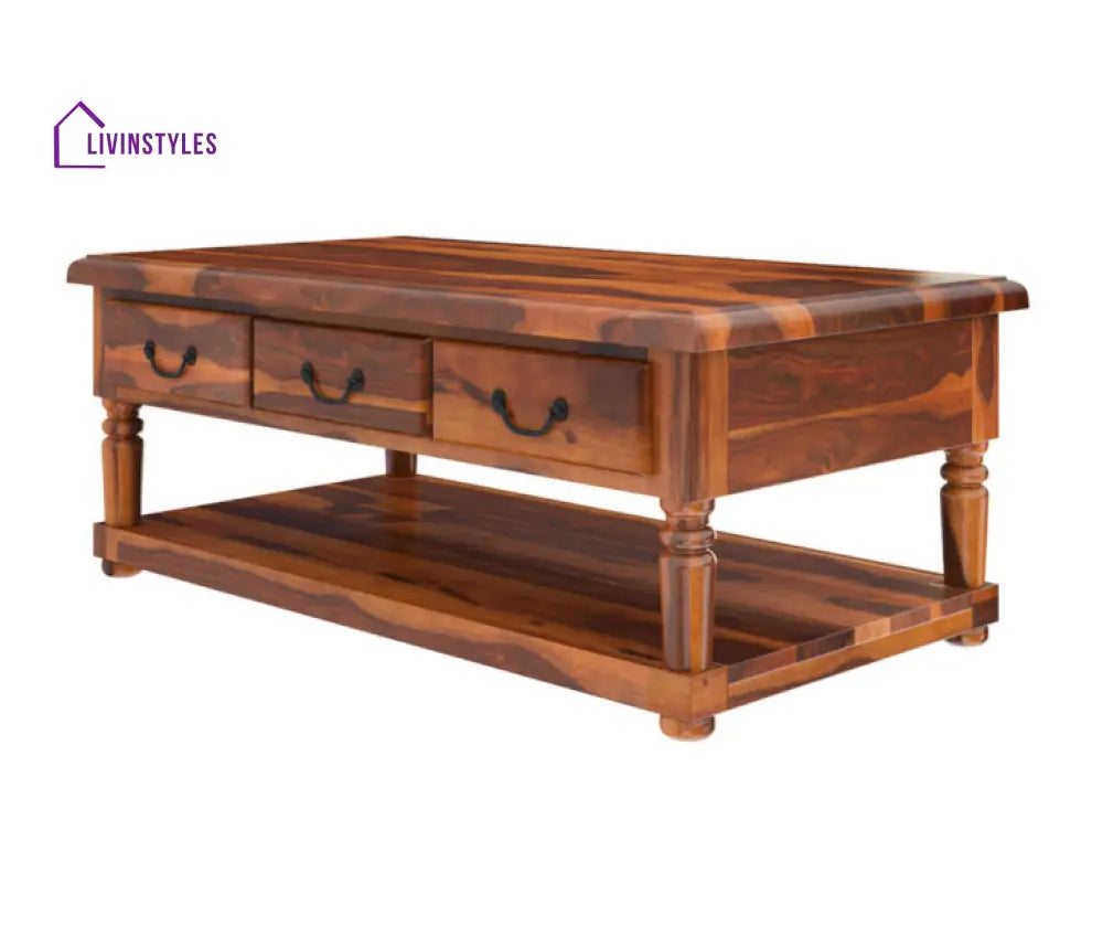 Anupama Solid Wood Coffee Table With 3 Drawer