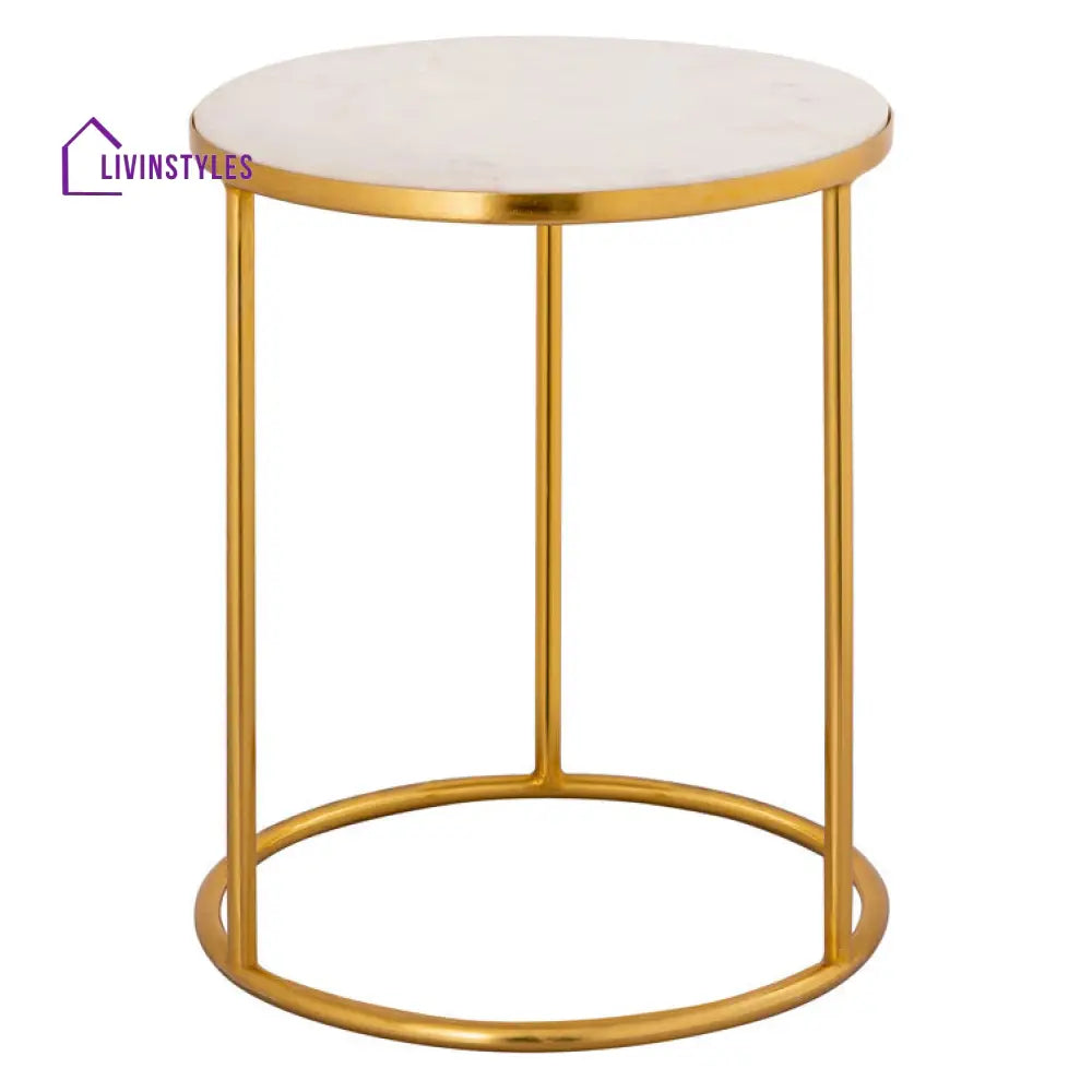 Aparna Marble Top Metal Side Table - Set Of 3