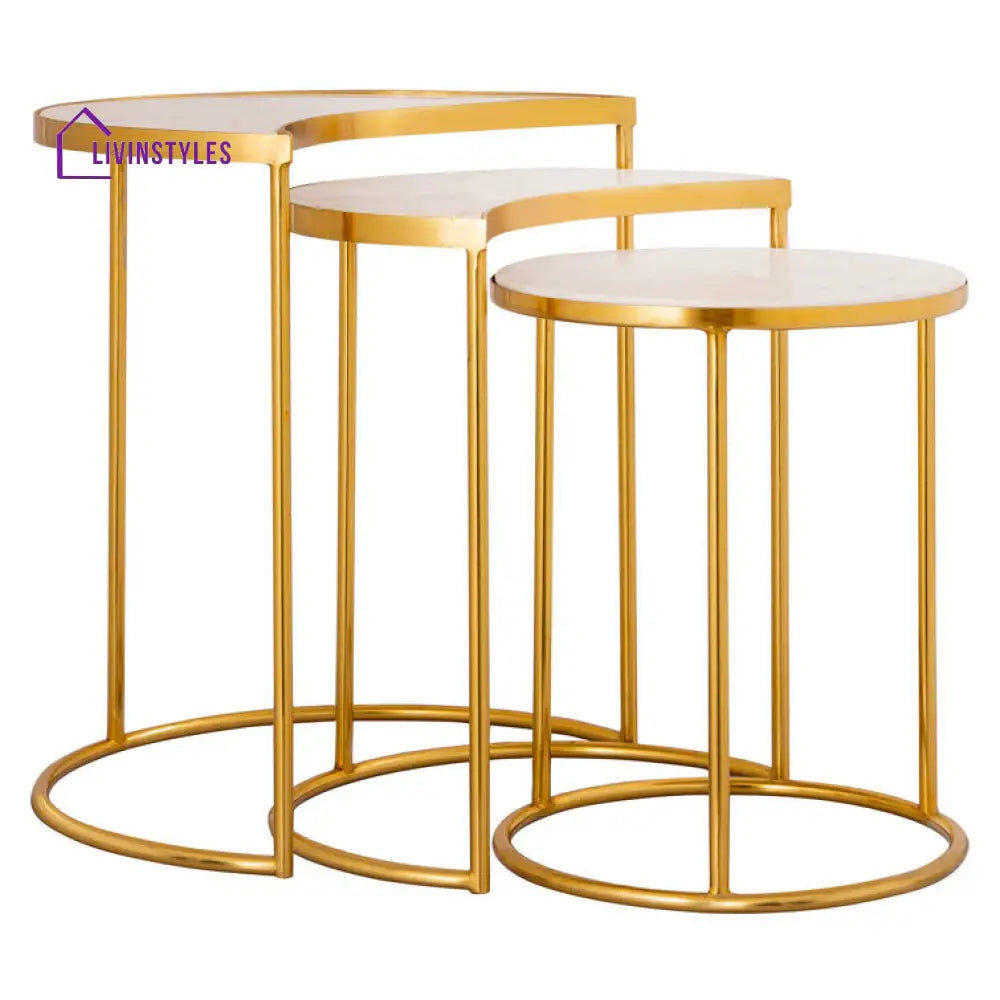 Aparna Marble Top Metal Side Table - Set Of 3