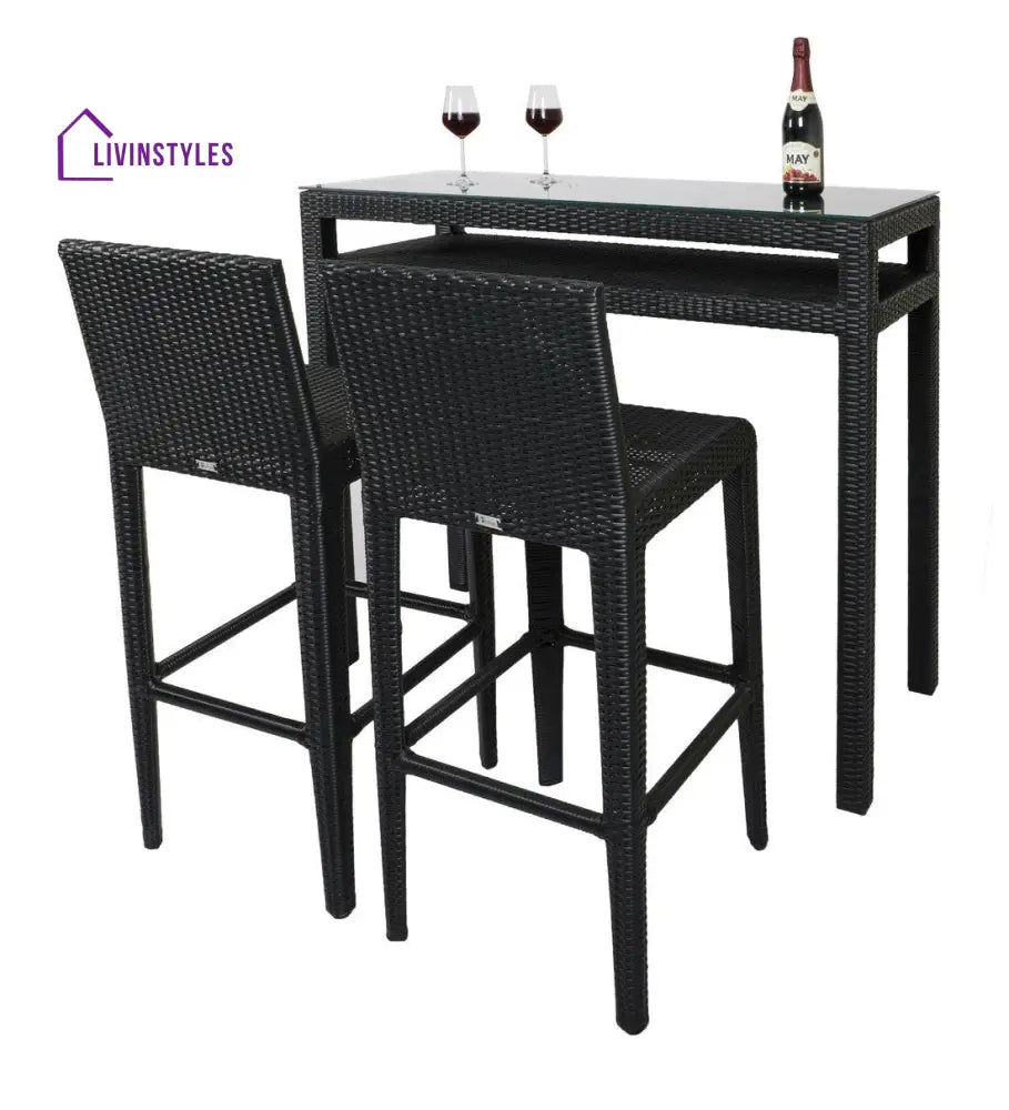 Aparna Outdoor Patio Bar Sets 2 Chairs And 1 Table (Black)