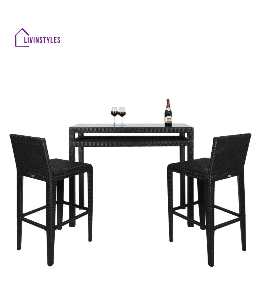 Aparna Outdoor Patio Bar Sets 2 Chairs And 1 Table (Black)