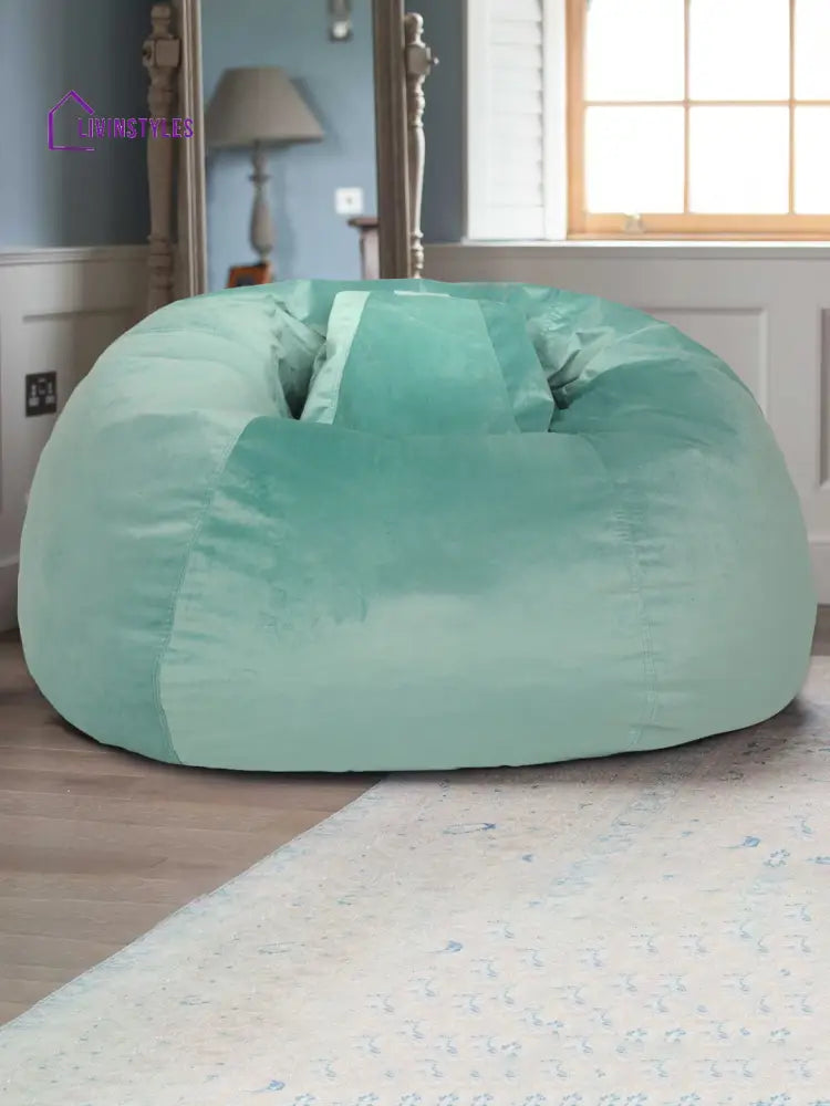 Aqua Solid Velvet Bean Bag Cover