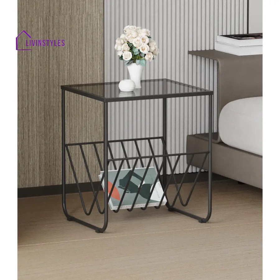 Aria Metal And Glass Top Side Table