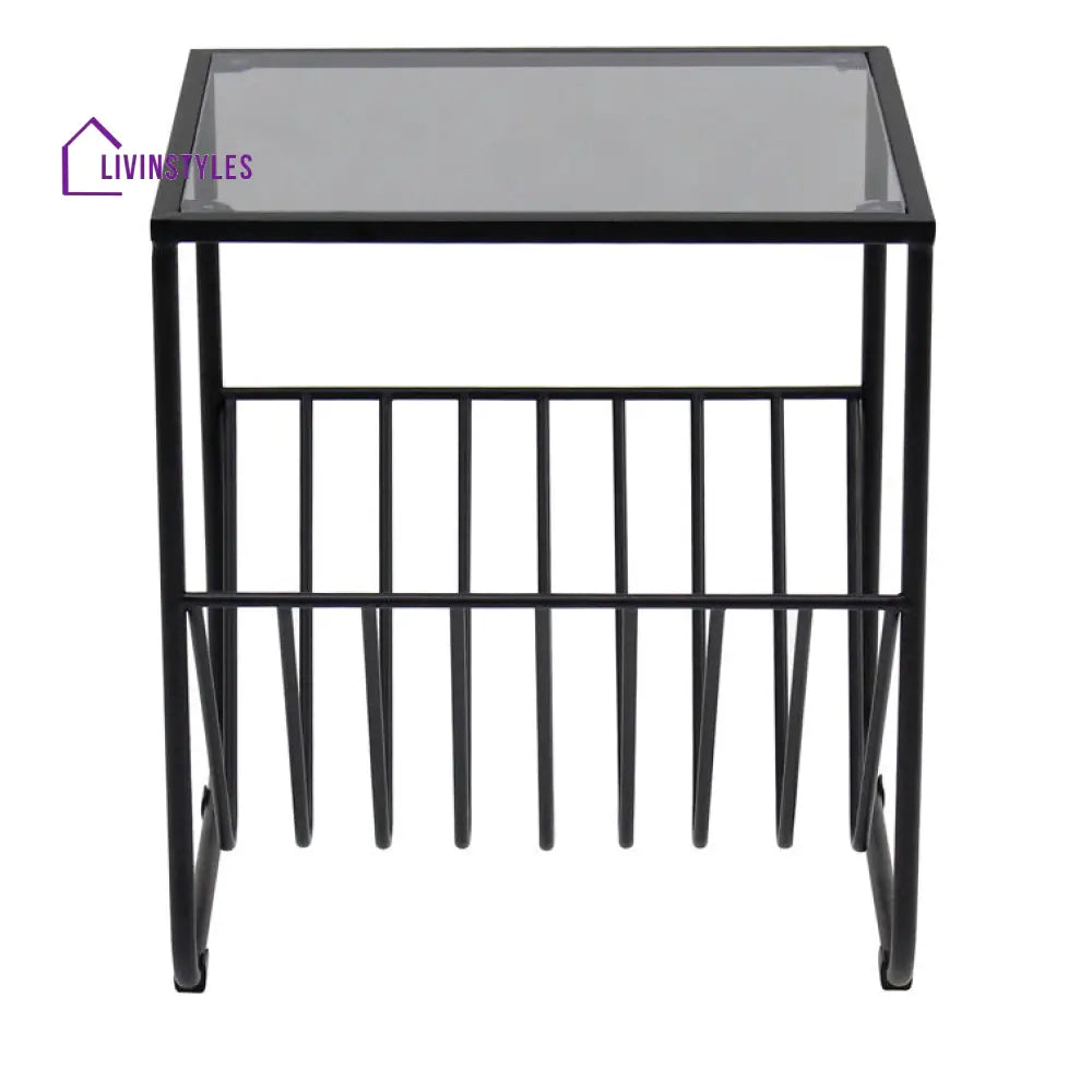 Aria Metal And Glass Top Side Table