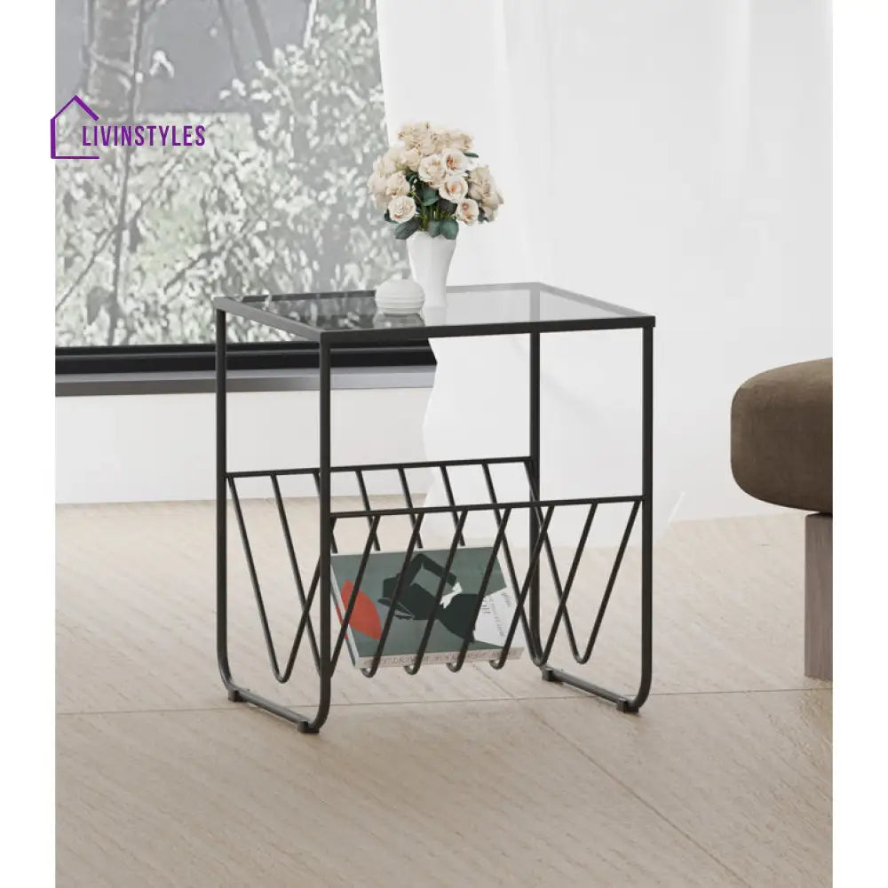 Aria Metal And Glass Top Side Table