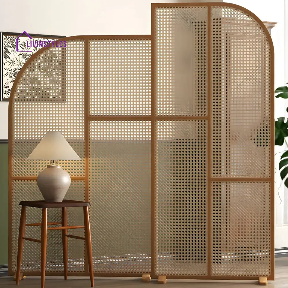 Arianwen Wooden and Cane Weaving Room Partition for Living Room