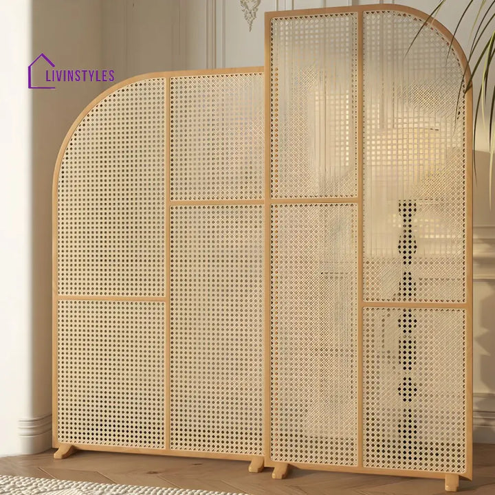 Arianwen Wooden and Cane Weaving Room Partition for Living Room