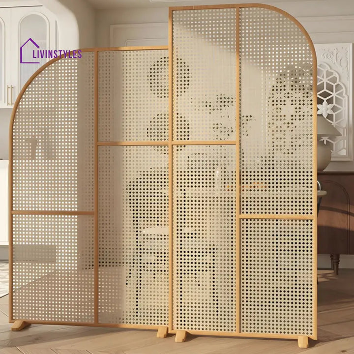 Arianwen Wooden and Cane Weaving Room Partition for Living Room