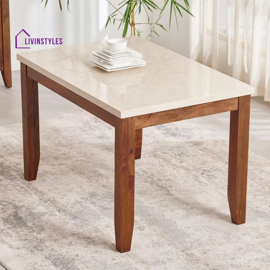 Aristov Solid Wood Dining Table with Marble Top