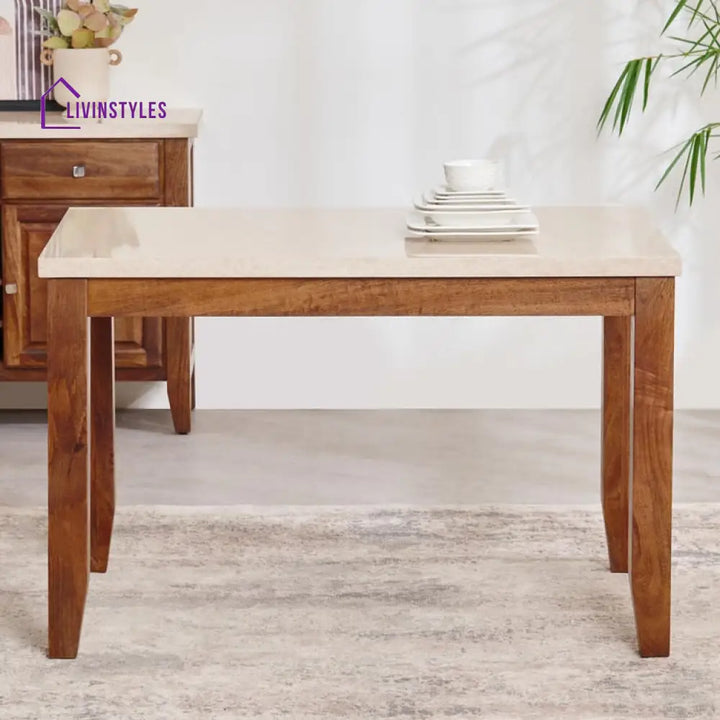 Aristov Solid Wood Dining Table with Marble Top