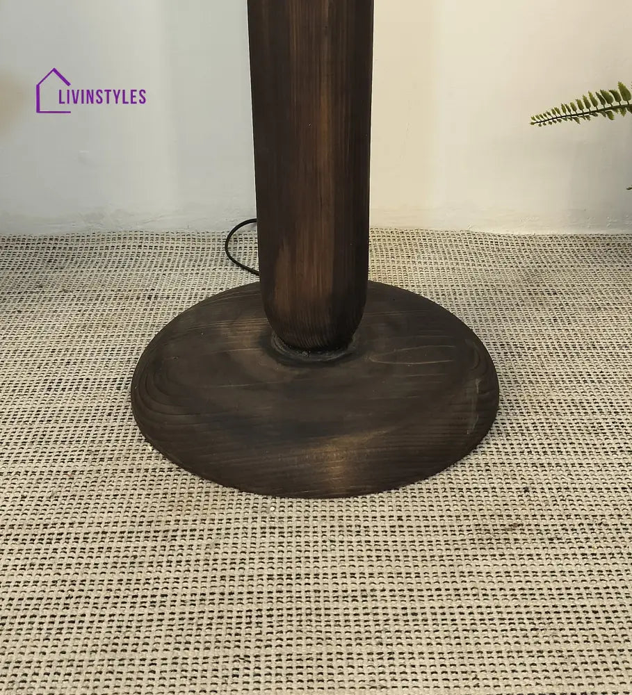 Aristro Wooden Floor Lamp With Brown Base And Jute Fabric Lampshade Lamps