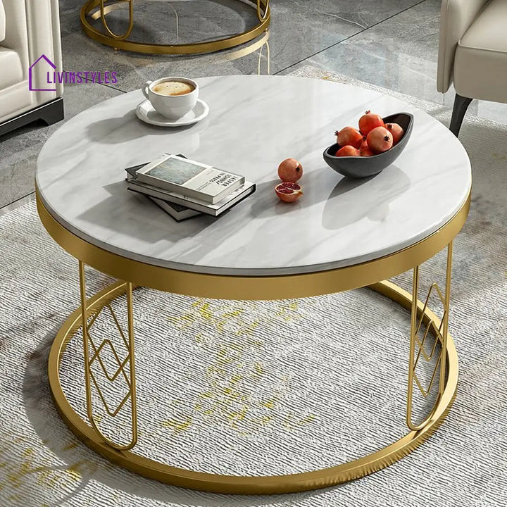 Arjun Coffee Table Metal Frame With Marble Top