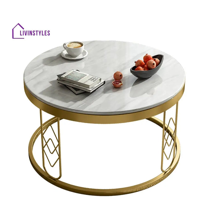 Arjun Coffee Table Metal Frame With Marble Top