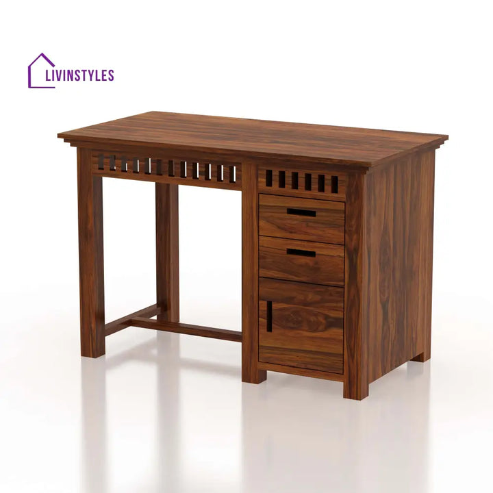 Armania Study Table With Storage In Solid Sheesham Wood - 1 Year Warranty Tables