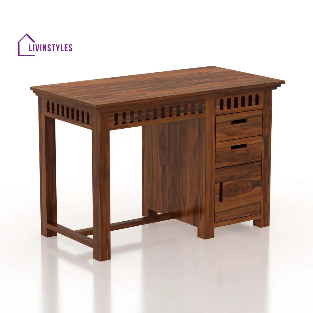 Armania Study Table With Storage In Solid Sheesham Wood - 1 Year Warranty Tables