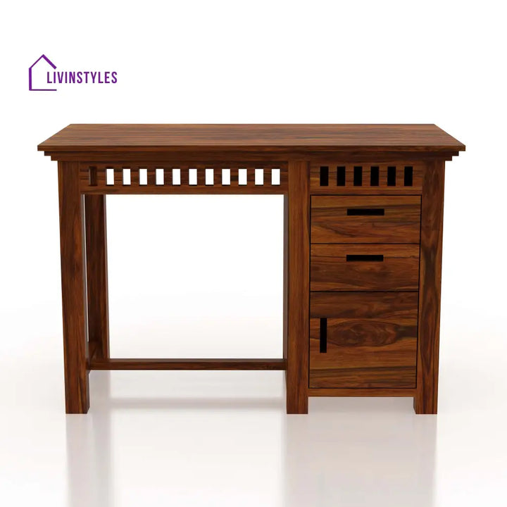 Armania Study Table With Storage In Solid Sheesham Wood - 1 Year Warranty Tables