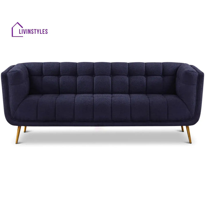 Arpita Blue Three Seater Sofa For Living Room