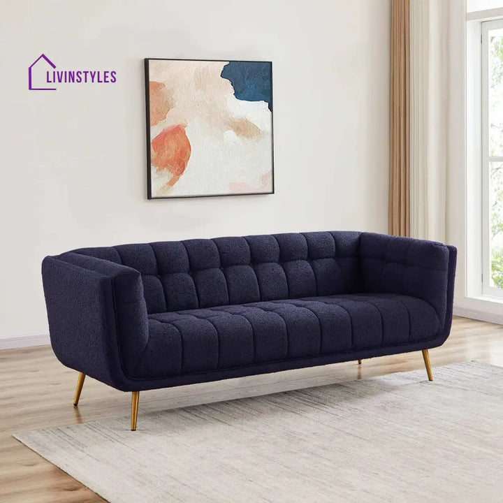 Arpita Blue Three Seater Sofa For Living Room