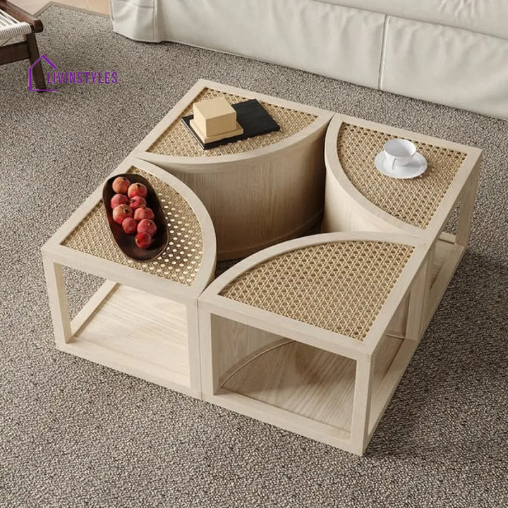 Arsh Cane And Solid Wood Coffee Table