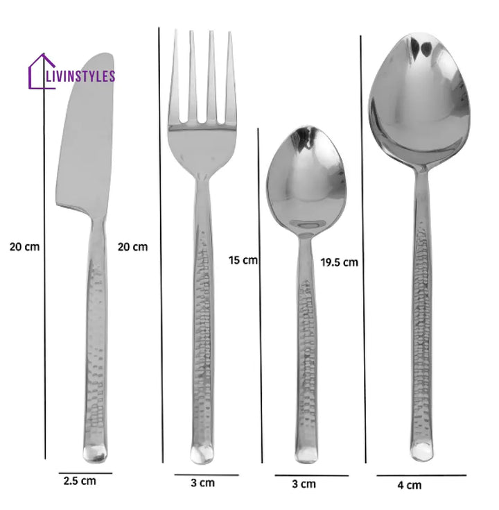 Artisan Dot Hammered Silver Cutlery Set