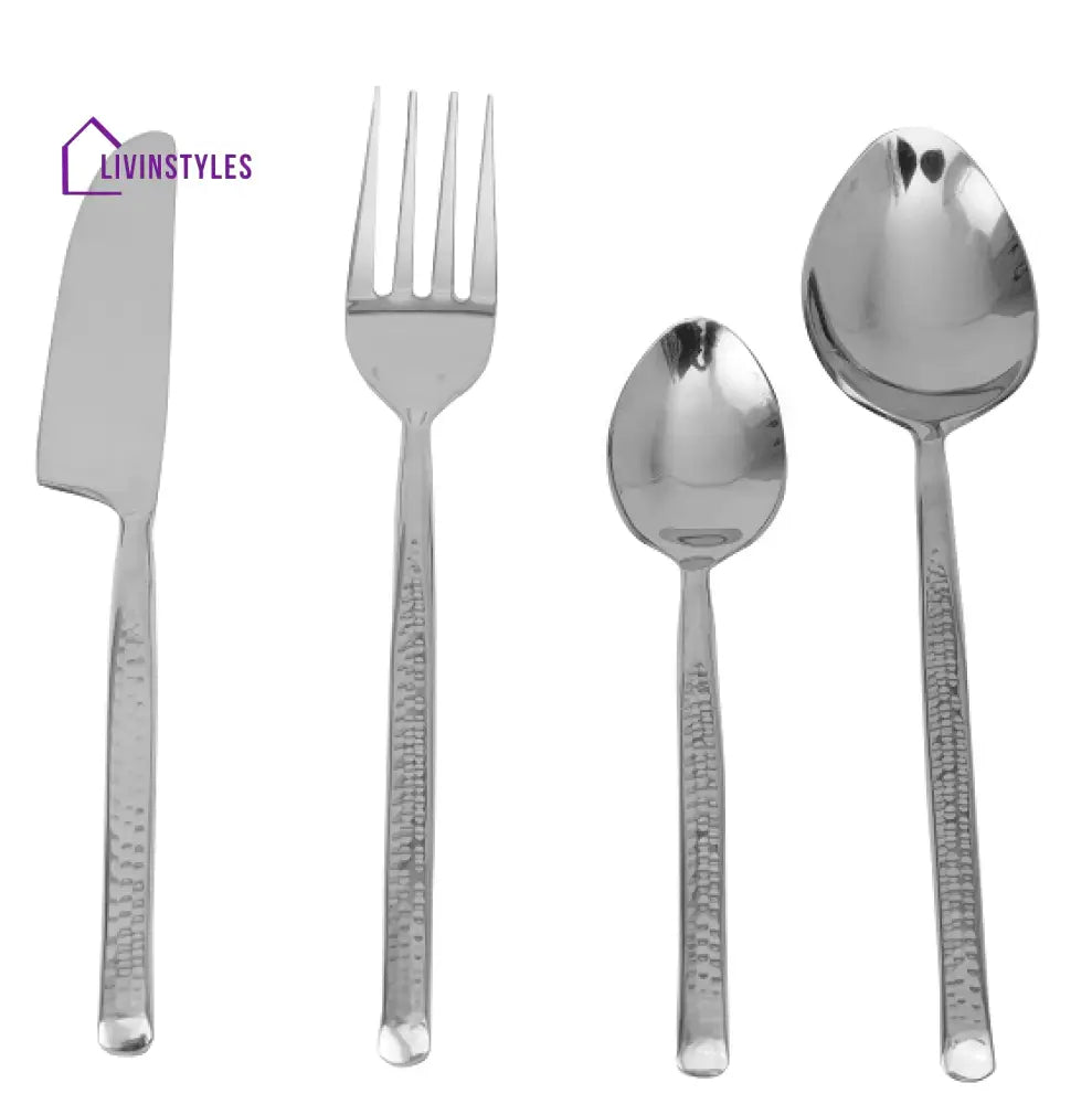 Artisan Dot Hammered Silver Cutlery Set