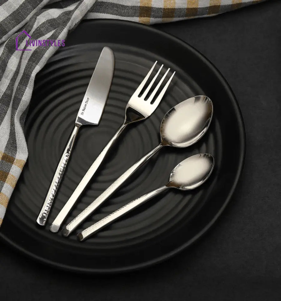 Artisan Dot Hammered Silver Cutlery Set