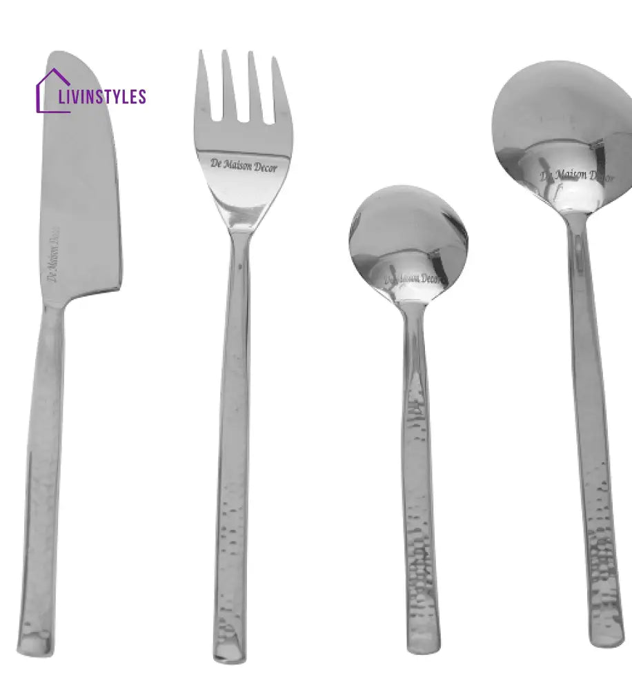 Artisan Dot Hammered Silver Cutlery Set