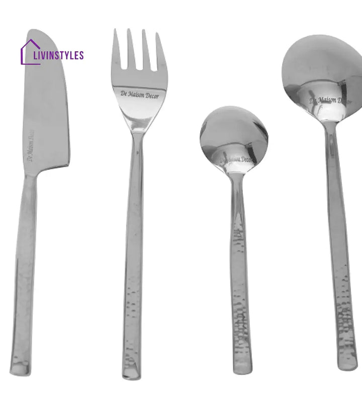 Artisan Dot Hammered Silver Cutlery Set