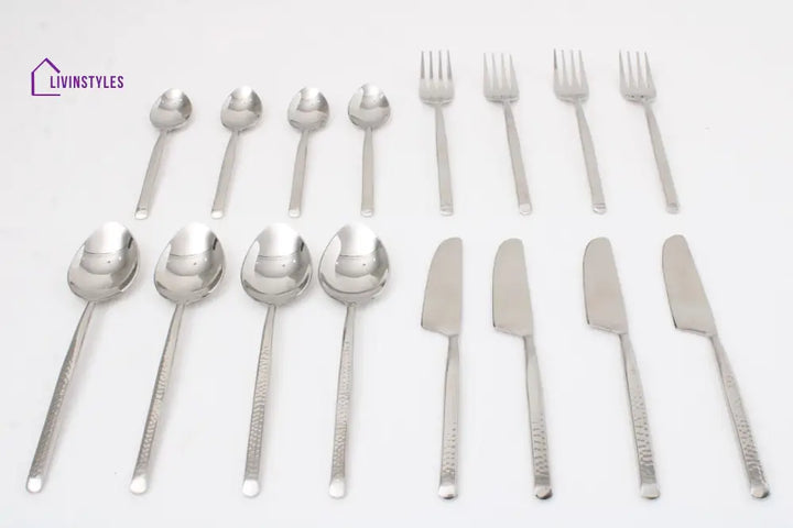 Artisan Dot Hammered Silver Cutlery Set Of 16