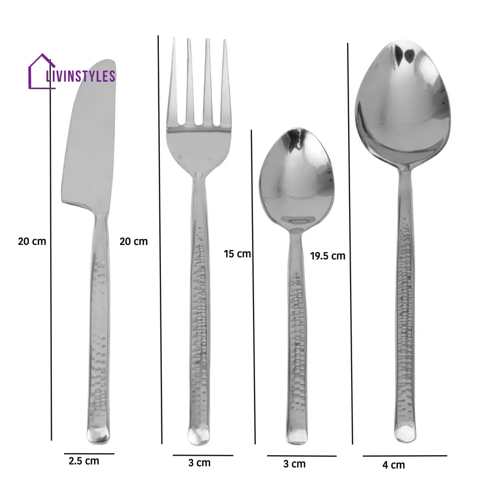 Artisan Dot Hammered Silver Cutlery Set Of 16