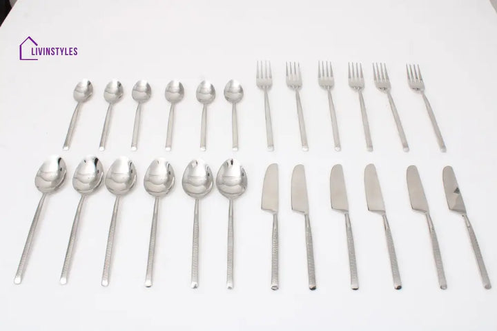 Artisan Dot Hammered Silver Cutlery Set Of 24