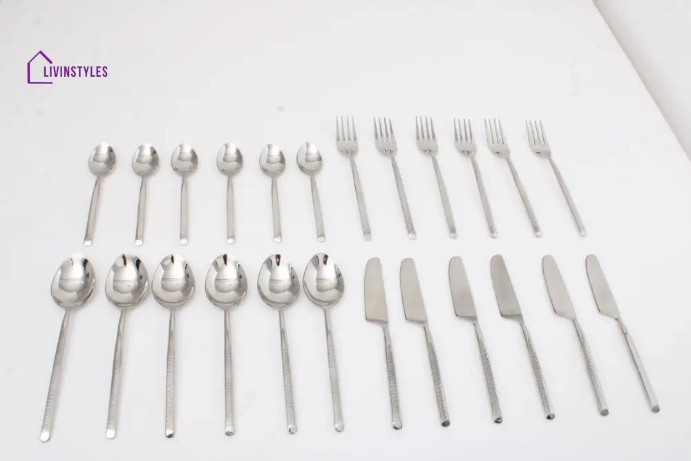 Artisan Dot Hammered Silver Cutlery Set Of 24