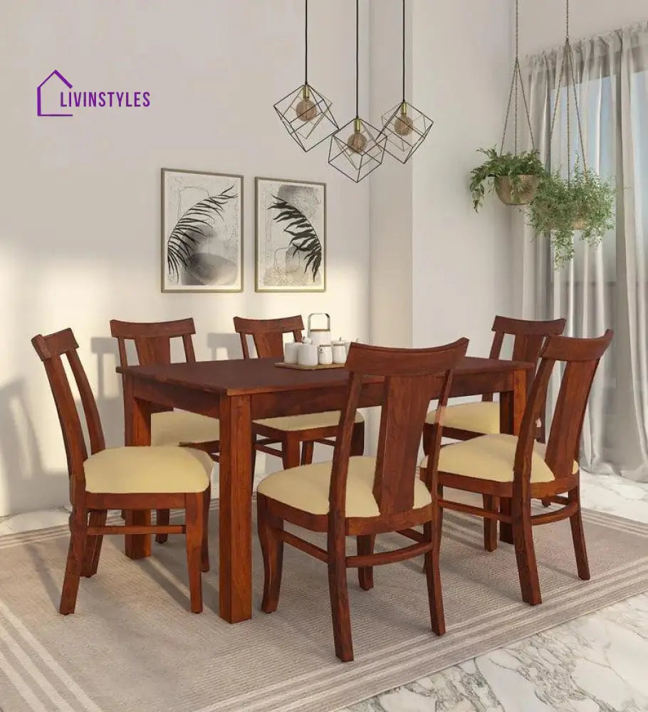 Artur Sheesham Wood 6 Seater Dining Set In Honey Finish Dinning Set