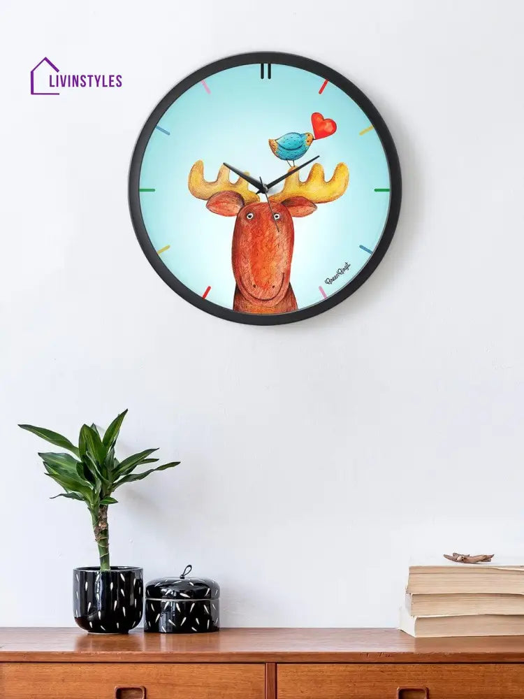 Arty Reindeer Multicolor Wall Clock