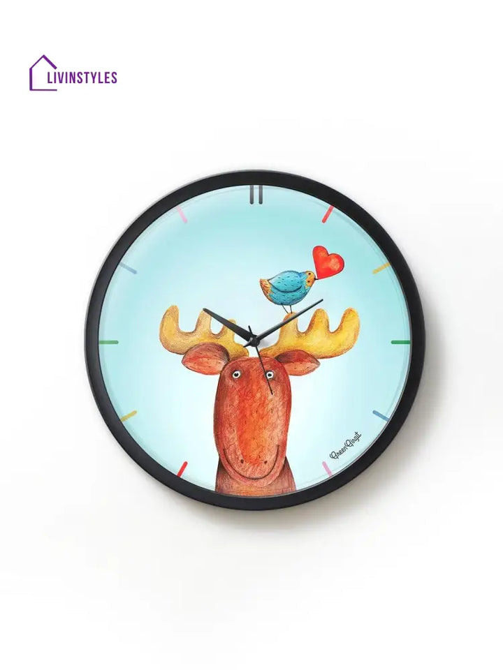 Arty Reindeer Multicolor Wall Clock