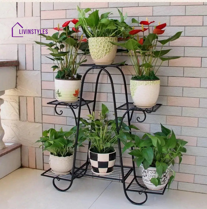 Aryan 6 Tier Plant Stand For Home Black Stands